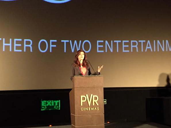 DolbyIn's tweet photo. The stylish @ArchanaVijaya hosting the event, here at New Delhi with @_PVRCinemas. http://t.co/zyRTs5jvYO