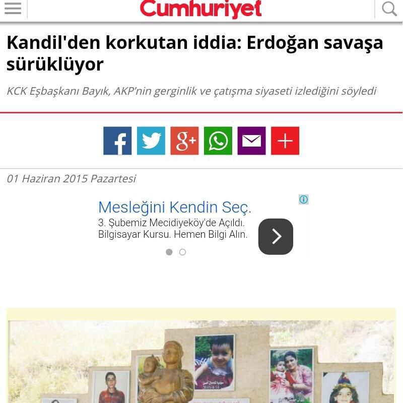 Cemil Bayık:
+ERDOĞAN BARIŞ İSTİYOR ÇÜNKÜ DİKTATÖR. (11.08.14)
+ERDOĞAN SAVAŞ İSTİYOR ÇÜNKÜ DİKTATÖR. (01.06.15)