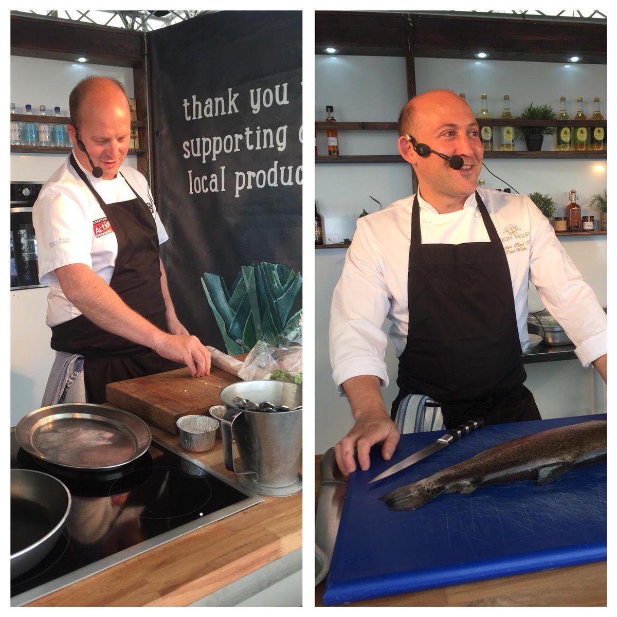 HampshireFare's tweet photo. Paul's using trout @Chalk_Stream Matt's Lyme Bay Hake Fresh! Fresh!@NewForestShow @meonvalleyhotel @HighcliffGrill http://t.co/OkP5cpsHsG