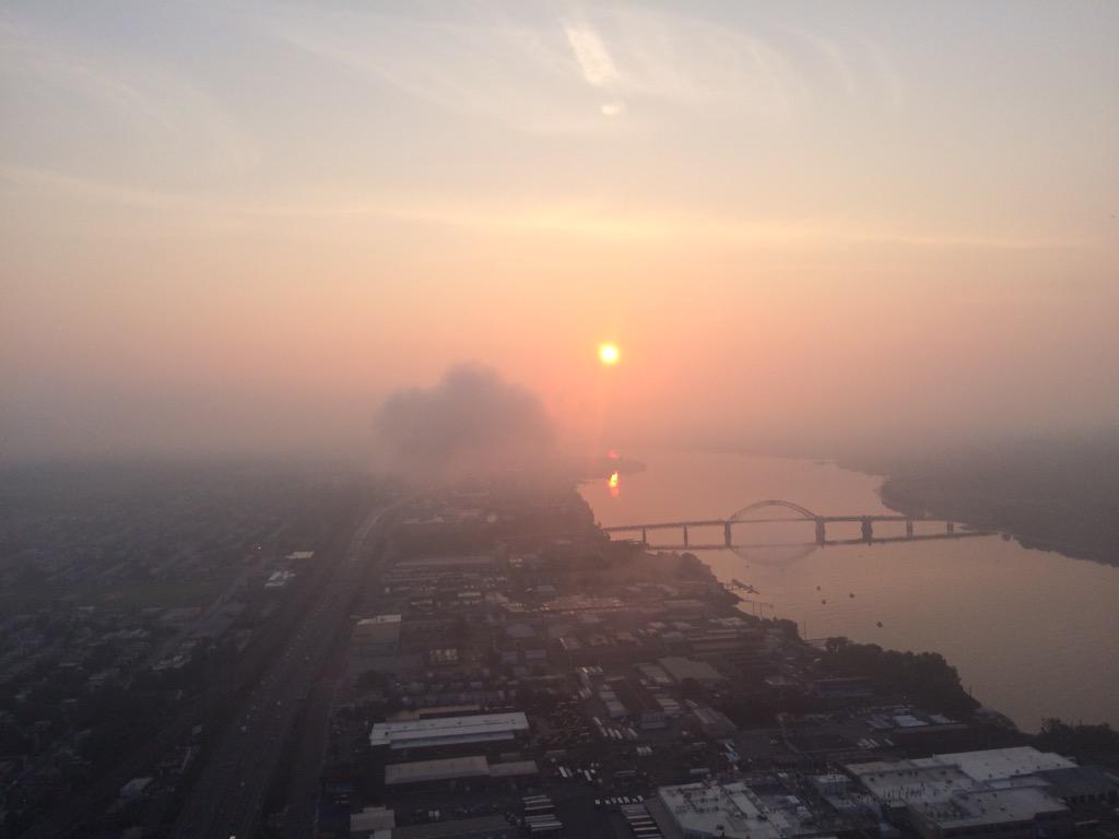 Hazy morning <a href="/SkyForce10/">NBC10 SkyForce10</a> looking up the river at the Tacony Palmyra Bridge NBCPhiladelphia