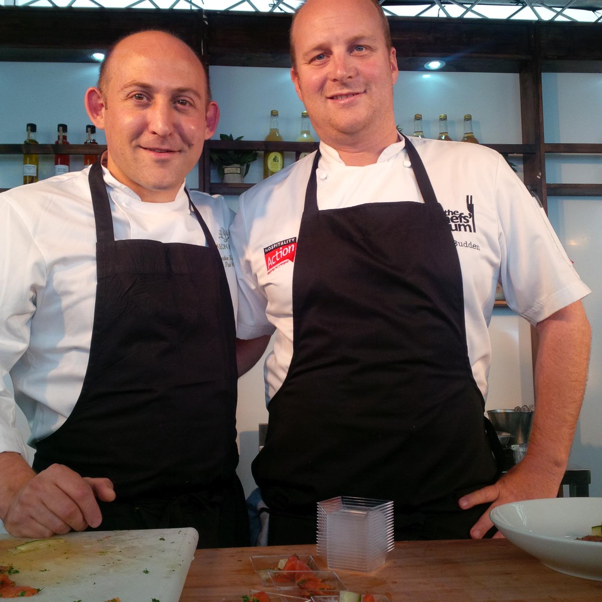 P. Watts &amp; M. Budden from <a href="/HighcliffGrill/">Highcliff Grill</a> showcasing <a href="/Chalk_Stream/">Chalk Stream</a> trout a great product! <a href="/NewForestShow/">New Forest Show</a>