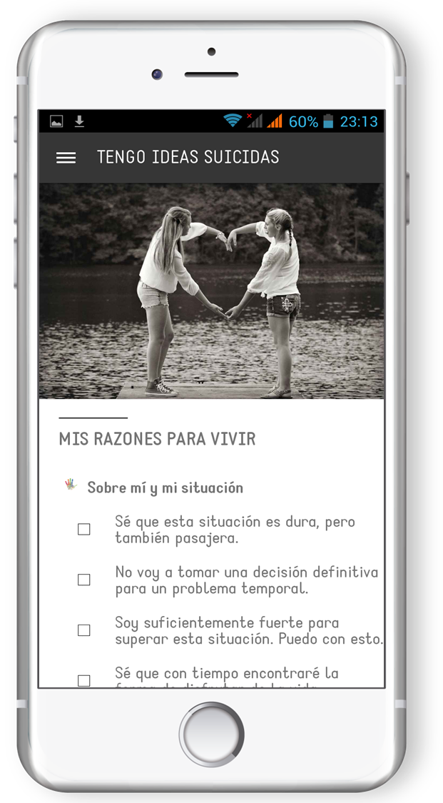prevensuic's tweet photo. Mis razones para vivir, en #prevensuic, la primera app en español para la prevención del suicidio. @feafesaragon. http://t.co/MQQ6ZRIUoM