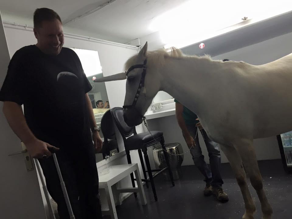UMEK_1605's tweet photo. We put a live unicorn in my rider just for fun (and to make sure it's read). Then this happened in @privilege_ibiza http://t.co/OAUyf7ebvh