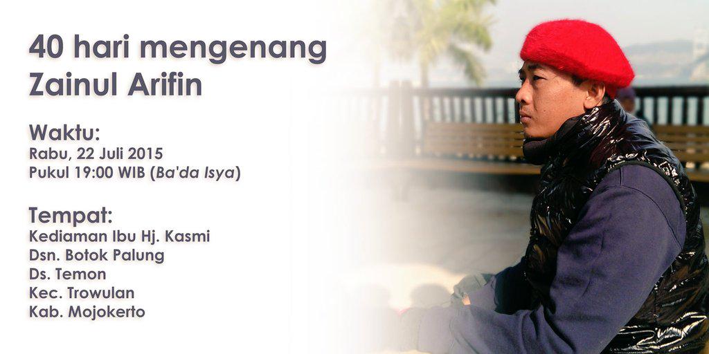 padhangmbulan's tweet photo. “@maiyahan: 40 Hari Mengenang Zainul Arifin | 22 Juli 2015, 19:00 | Kediaman ibu Kasmi, Ds. Botok Palung, Mojokerto http://t.co/9oooPo8gM6”