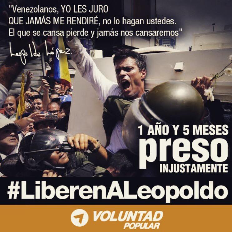 ROBERTOMARRERO's tweet photo. Nuestro compromiso es x la libertad de @leopoldolopez @Daniel_Ceballos y de todos los presos y perseguidos políticos http://t.co/Q3fd1od4WN