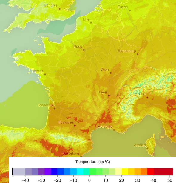 Meteovilles's tweet image. 36°C et plus ce mardi sur les secteurs en rouge sur cette carte #canicule2015