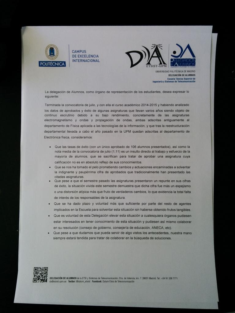 da_etsist's tweet photo. Os dejamos el comunicado relativo a Propagación de Ondas que ayer leimos en #JE y que tanta polémica ha generado. http://t.co/d9B493CiSP