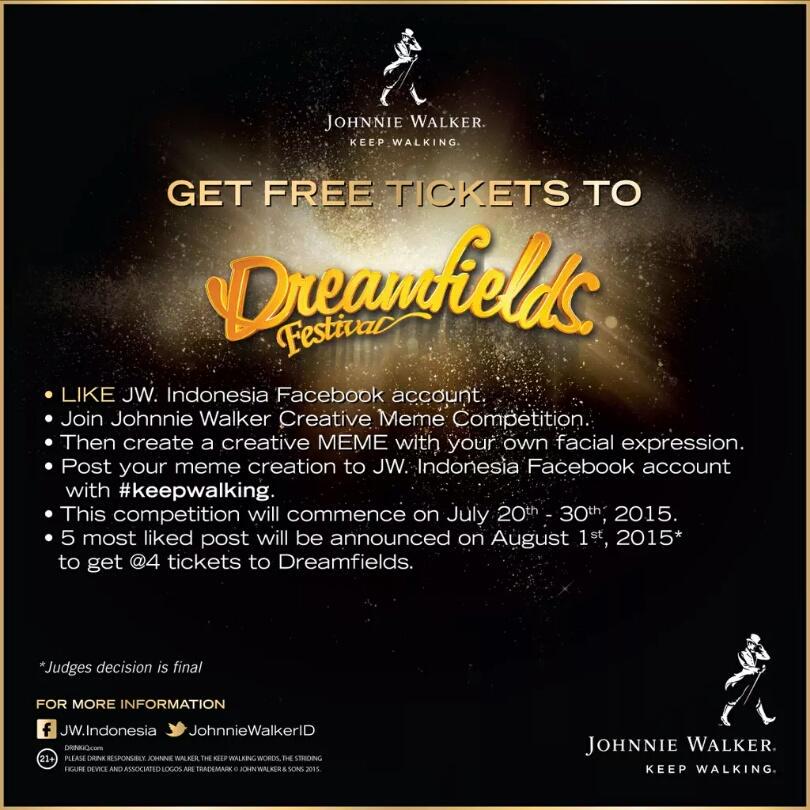 BdgParty_Club's tweet photo. #InfoBPC KUIS! Dapatkan 4 tiket gratis ke @DreamfieldsAsia untuk 5 orang pemenang! By #KeepWalking @JohnnieWalkerID http://t.co/rmV0BAtSmn