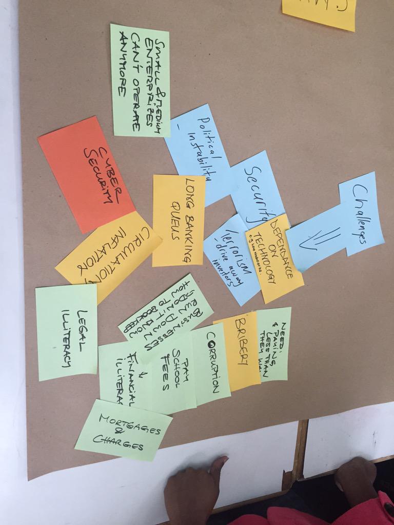 alexbraeuer's tweet photo. Here are the challenges in the finance sektor. #impactweek15 Great work! @theimpactweek @africanazarene http://t.co/pwx13YI1We