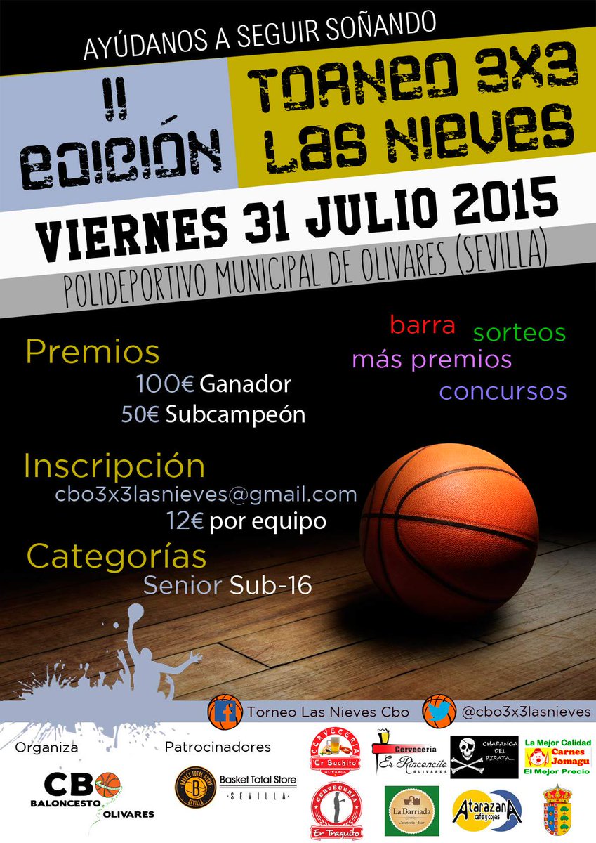 cbo3x3lasnieves's tweet photo. II 3x3 Las Nieves en Olivares. RT para mayor difusión @AcademiaForma2 @elcondeolivares @ClasesGloriaAng @Anacro11 http://t.co/DDnbB7WwKo