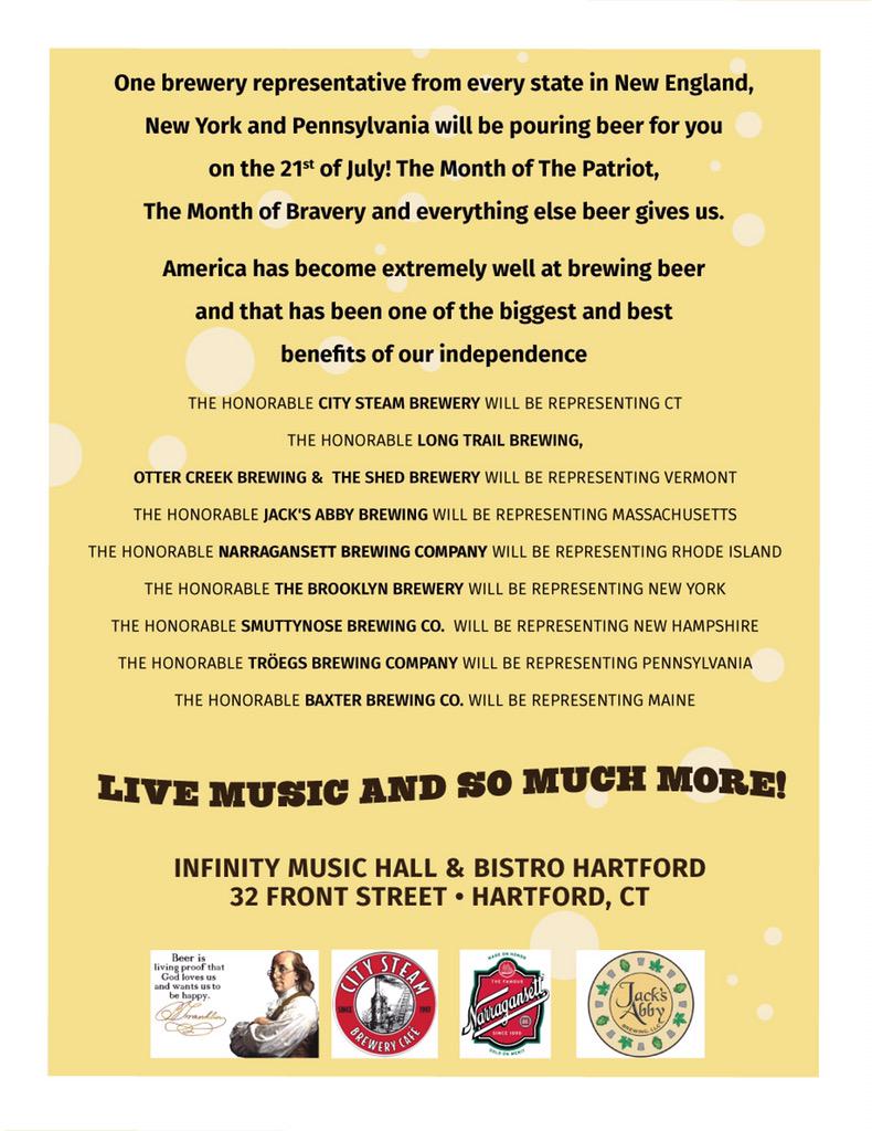 LongTrailCT's tweet photo. Tonight we will be @infinityhall #hartford for the 1st annual #beercongress reppin @LongTrailBeer #longtrail http://t.co/A4x9w03f0f