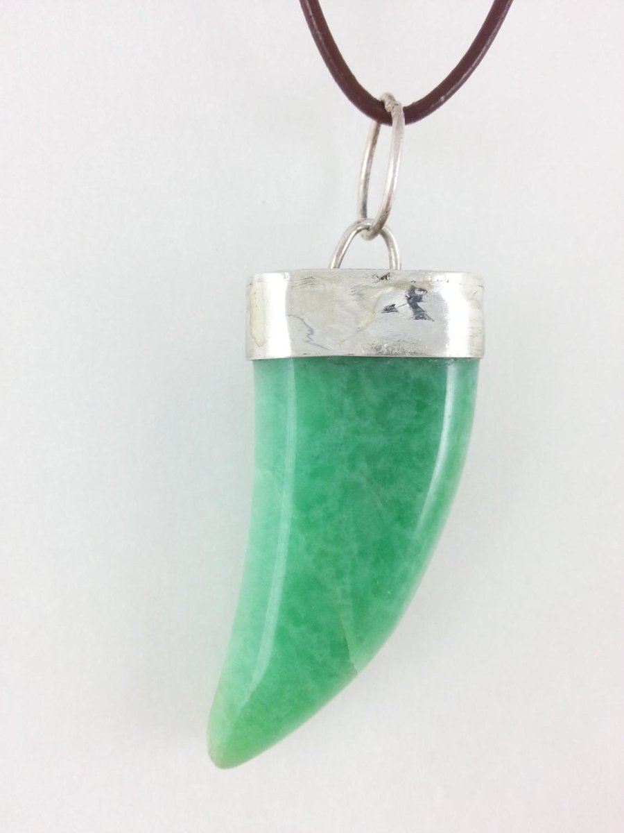 Amazonite pendant with silver bezel and leather cord, exotic st… etsy.me/1fjzk9h #Cosmic #HandcraftedPendant