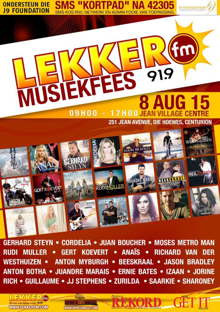 sa_artists's tweet photo. 91.9 FM LekkerFM -Hier kom LEKKER plesier! Kom maak 'n draai Die J9 Foundation ook daar @9Joost 
8 Augustus Pretoria http://t.co/kILf03Ry1D
