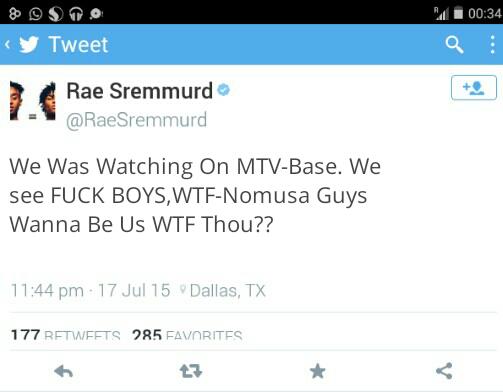 aprilbeautispot's tweet photo. Lol but its kinda true though RT@DjSthenjwa: 😂 @RikyRelz: Lmao Rae Sremmurd Reacts To WTF-Nomusa 😂😭?http://t.co/nXV0sExYnu""