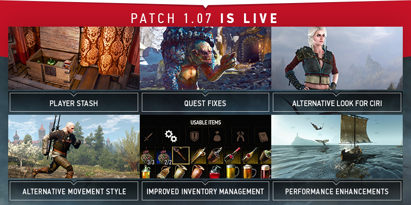 thewitcher's tweet photo. The update 1.07 is finally here and can be downloaded now on all platforms. #TheWitcher http://t.co/Z4zHYTn7kK