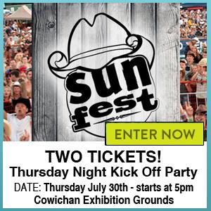 CONTEST! 2 Tix @SunfestConcerts July 30 Thursday Nite Kick Off Party @CowichanEx ow.ly/PTOf9