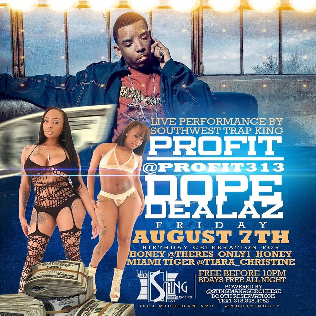 _PROFIT1000's tweet photo. Performing my hit single #dopedealers live at @thesting313_   @HUSTLEFAMJAYLEE @chillichedda 
https://t.co/ASP2H92NGb http://t.co/cSPF2BsjQE