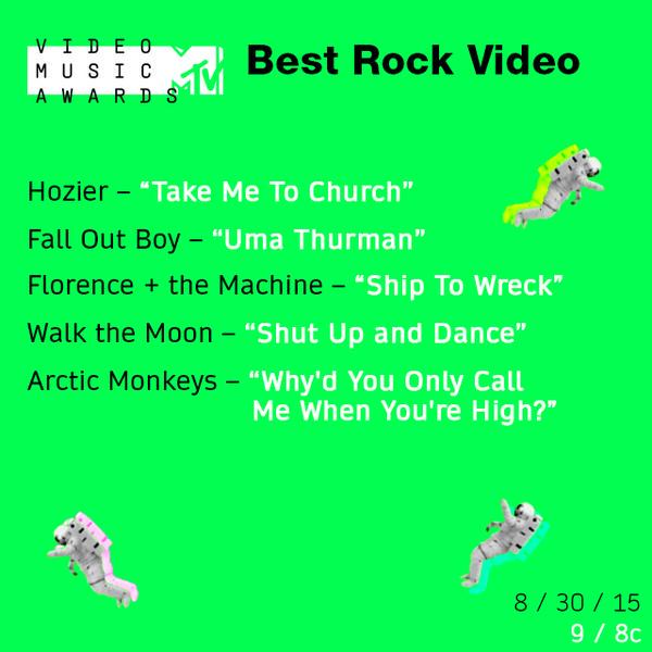 <a href="/ArcticMonkeys/">Arctic Monkeys</a> Congratulations on your #VMA nomination for Best Rock Video!
