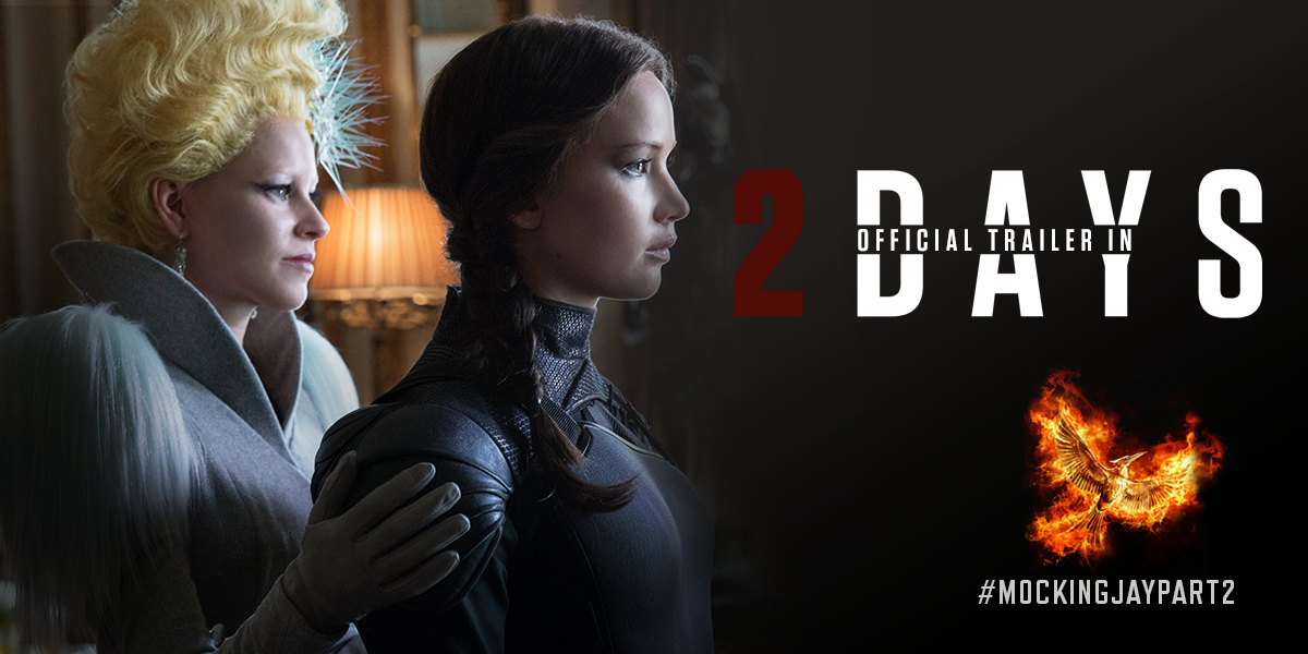 TheHungerGames's tweet photo. In 2 DAYS, the Mockingjay stands tall in the official #MockingjayPart2 trailer! http://t.co/Whd3AiAKAD