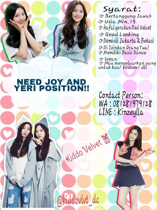 @GIHEIX_DC [helprt✨] We're Kiddo Velvet still open recruit for Joy&amp;Yeri position, thankchu 😘