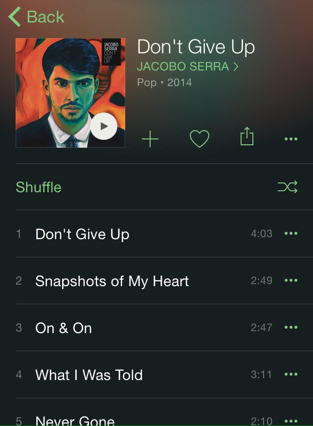 jacoboserra's tweet photo. Listen to Don't Give Up by @jacoboserra on @AppleMusic.
https://t.co/EG3qfmXNbG • #DontGiveUp ya está en #AppleMusic http://t.co/6tDyoBmkdh