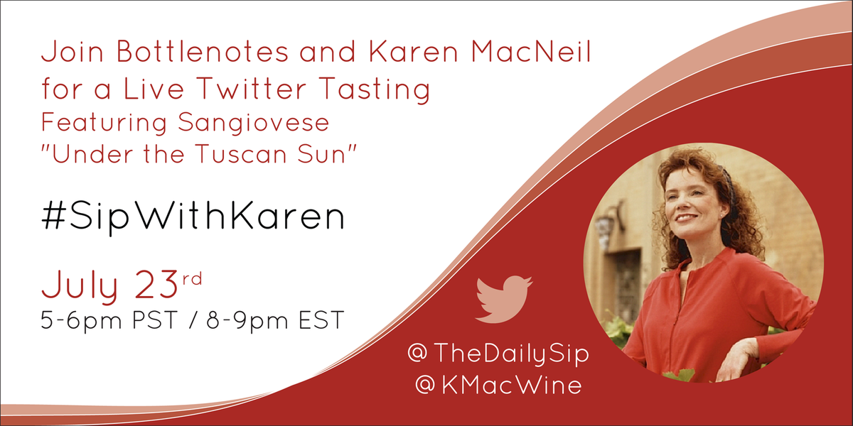#SipWithKaren #Tuscany is in 48 hrs! Join us 5-6pm PST/8-9 EST for a LIVE tasting on Twitter! goo.gl/51OLhA