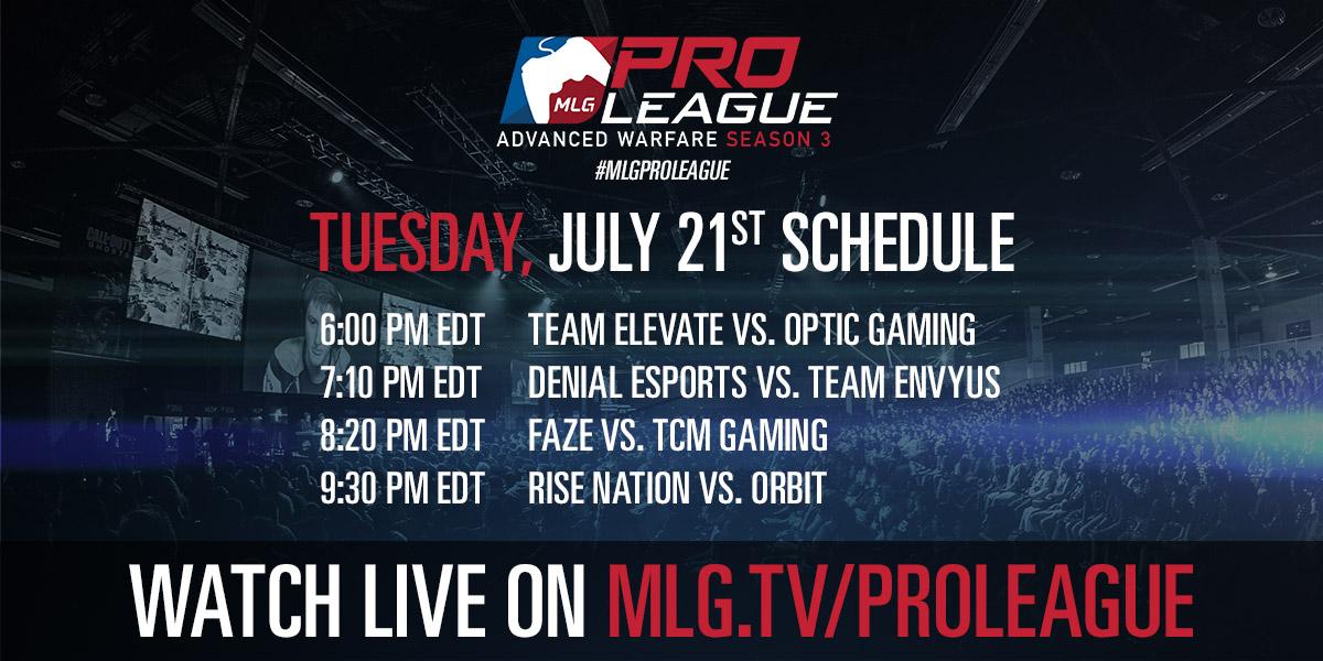 MLG's tweet image. A look at tonight&apos;s #MLGProLeague Schedule!

Match coverage starts in 1 hour (6:00 PM EDT) on MLG.tv/ProLeague_
