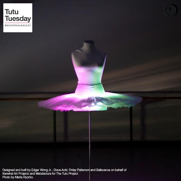 nationalballet's tweet photo. #TutuTuesday: Embedded w sensory activated lights &amp; accelerometers, it transforms into visual media piece w movement http://t.co/Sg7RYgl7Te