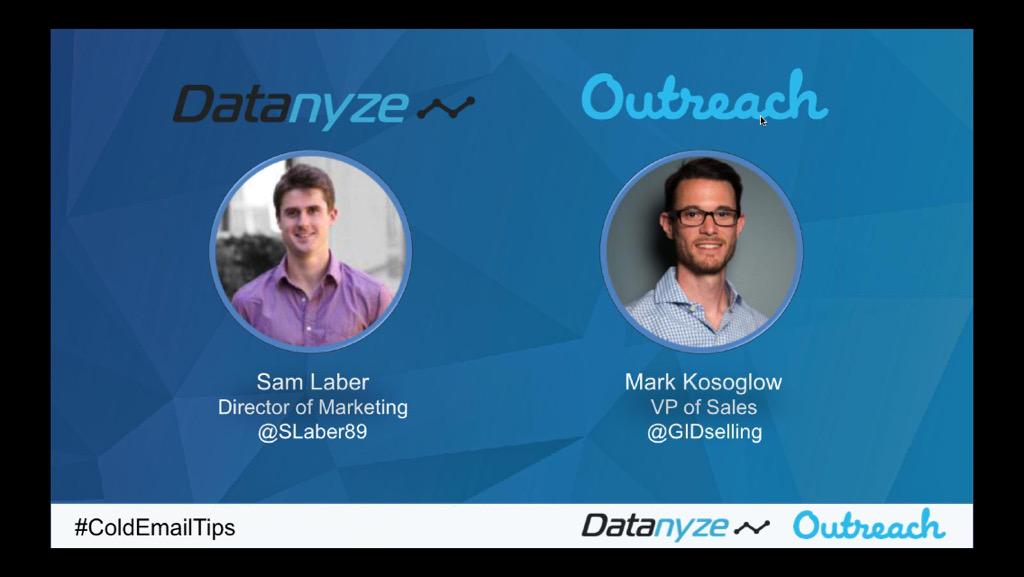 YamunaReddi's tweet image. Taking part in today&apos;s webinar with @GIDSelling of Outreach and @SLaber89 of @datanyze. Thanks!#ColdEmailTips