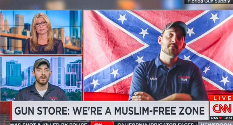 RawStory's tweet photo. CNN host to anti-Muslim gun nut: Do you realize gun deaths outnumber attacks by Muslims? http://t.co/Y1WBwsWQ30 http://t.co/4JZ4MQehxd