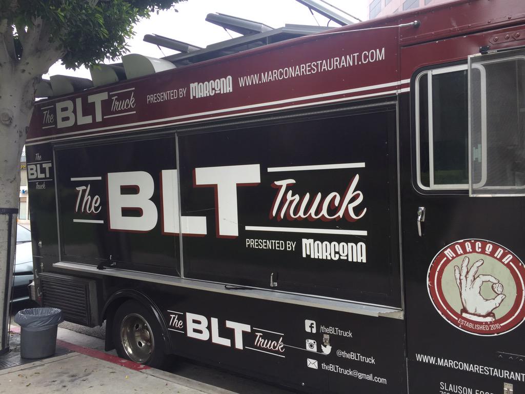 TheBLTtruck's tweet photo. We're at Wilshire and Granville in #Brentwood till 2 pm. You know you can't resist the smell of #bacon! #foodtrucks http://t.co/XjWRI0zxMm