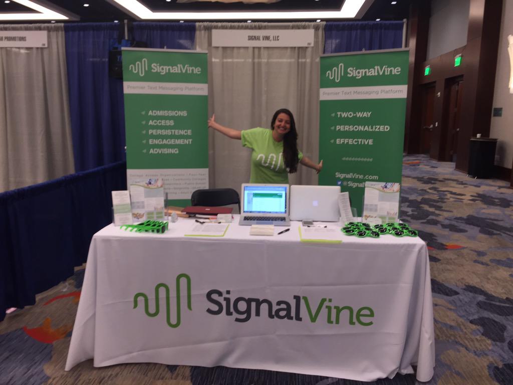 SignalVine's tweet photo. Day two of exhibiting at @edpartnerships #GUCon #GEARUPworks Come #TalkAboutText with us at Booth 207! http://t.co/U8BgM5iXxN