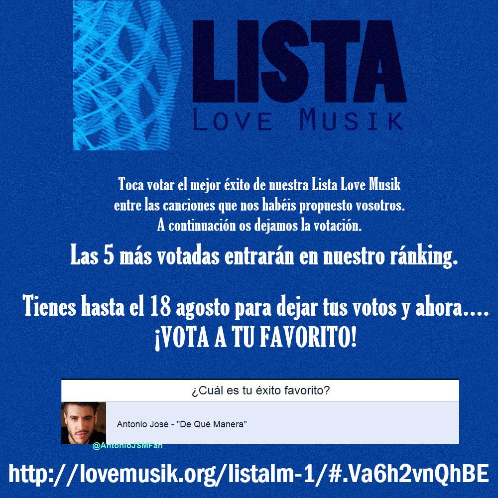 AntonioJSMFan's tweet photo. ¡¡¡¡ VOTA  #DeQuéManera de @AntonioJSMazuec para que entre en #ListaLM !!!!
 
http://t.co/5JmgOcV5MR http://t.co/m73qriqoXt