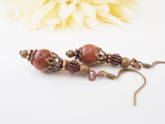 chicagolandia's tweet image. Brown Goldstone #Earrings arnd.co/0d3B3 #shoppershour #promomyshop #shopetsy #handmade