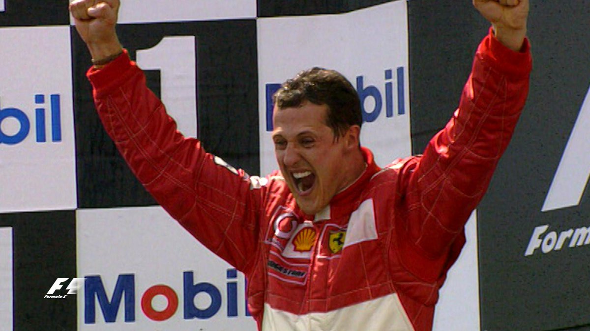 F1's tweet photo. #OnThisDay - Looking back at 21 July 2002 when Schumacher equalled Fangio's five titles >> http://t.co/ikqTNHpqFD http://t.co/38rN1bX4Pb