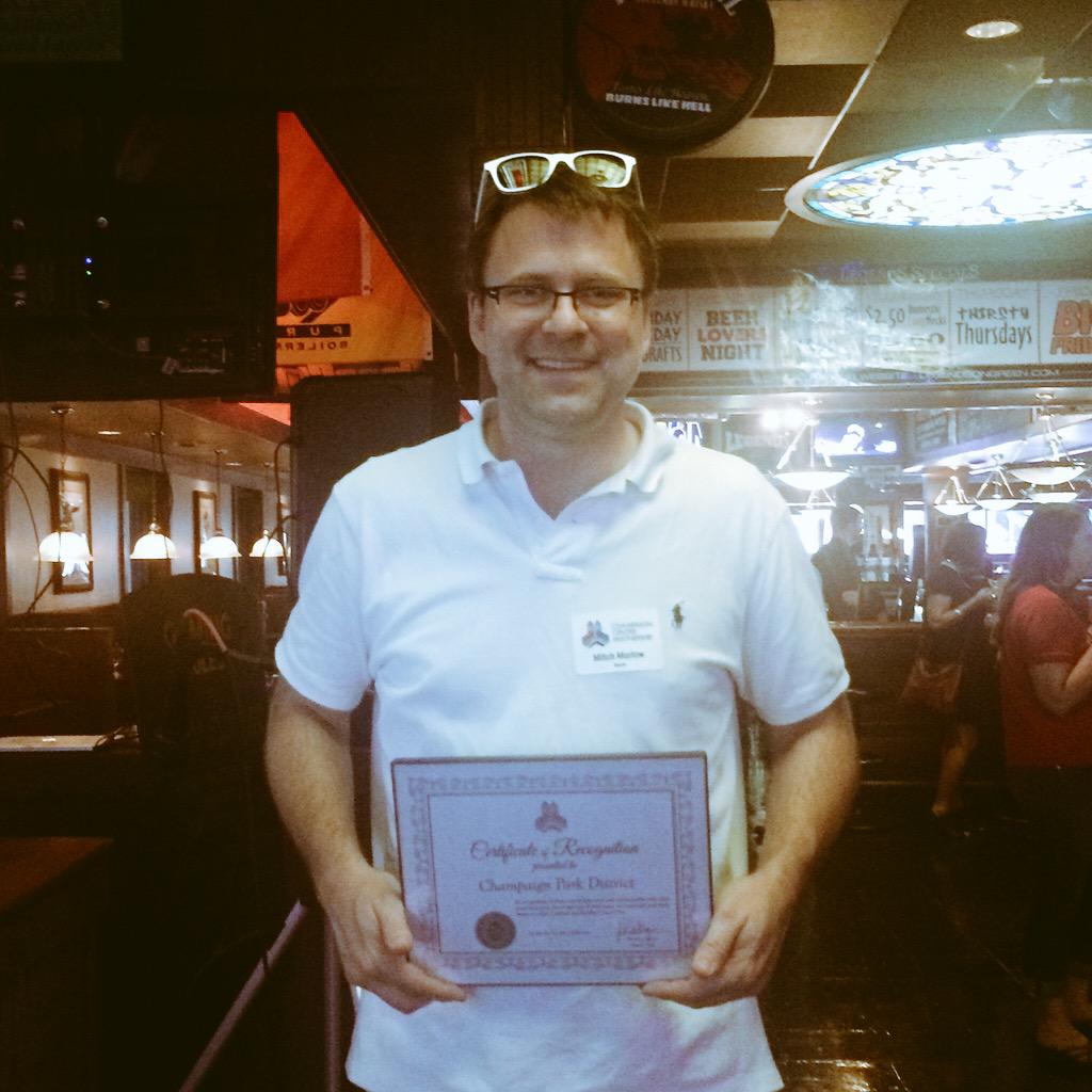 ChampaignCenter's tweet photo. Mitch Marlowe accepting the @champark recognition for "Best Social Media User"! http://t.co/T3d0KmxByr