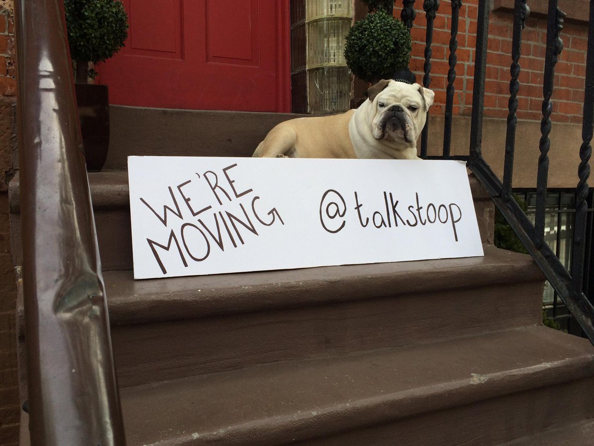 TalkStoopNBC's tweet image. We moved! Follow us at @TalkStoop for all updates. @CatGreenleaf and @StoopDogGracie are over there waiting for you.