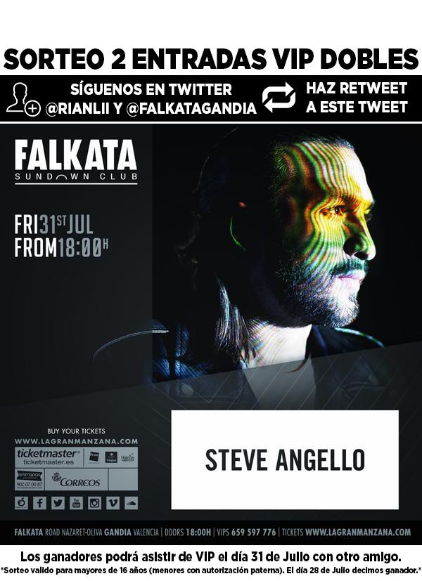 Rianlii's tweet photo. ¡Sorteo de 2 pases VIP dobles para @SteveAngello en @FalkataGandia el 31 de Julio! 🎵

1. RT a este Tweet
2. Síguenos http://t.co/G95trLpHDz