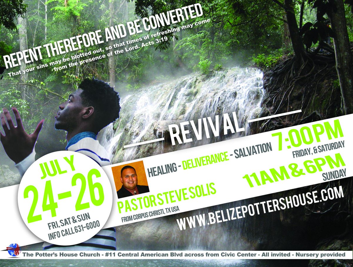 canonge2's tweet photo. Revival starts this Friday at 7pm! Don't miss out #belize #BelizeCity The Potter's House #Repentandbeconverted http://t.co/URPUfmYtHO