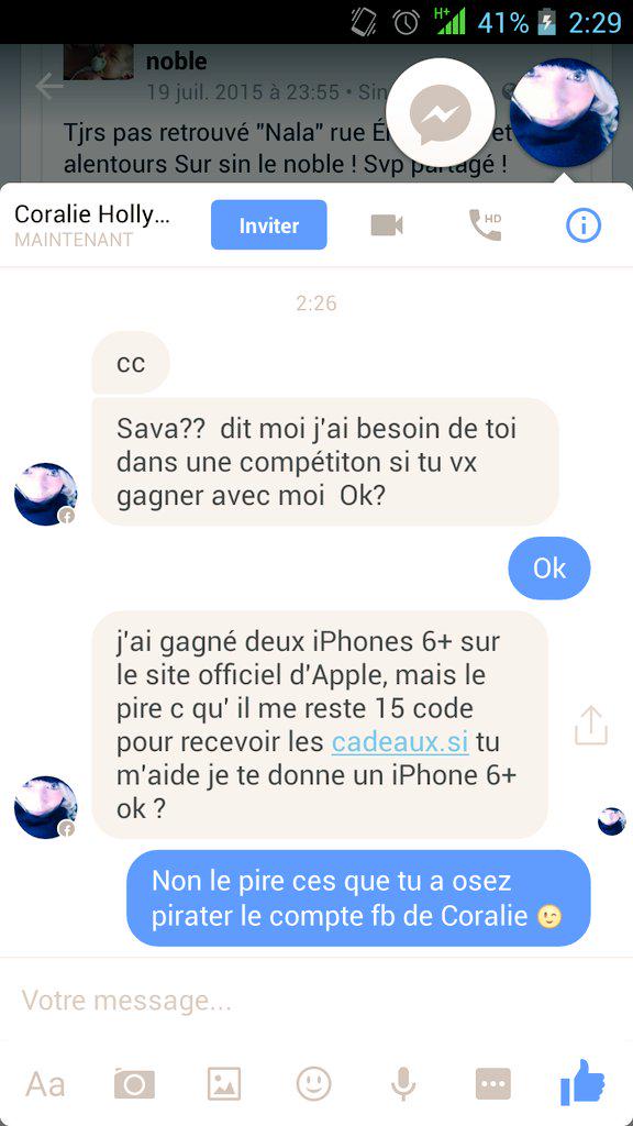 l_people's tweet photo. @CoralieLalie59 Je pense que l'on ta pirate ton Facebook http://t.co/V289ZcOKMF