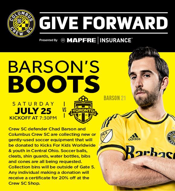 Donate soccer gear! Barson's Boots kicks off our CrewSC Summer Drives