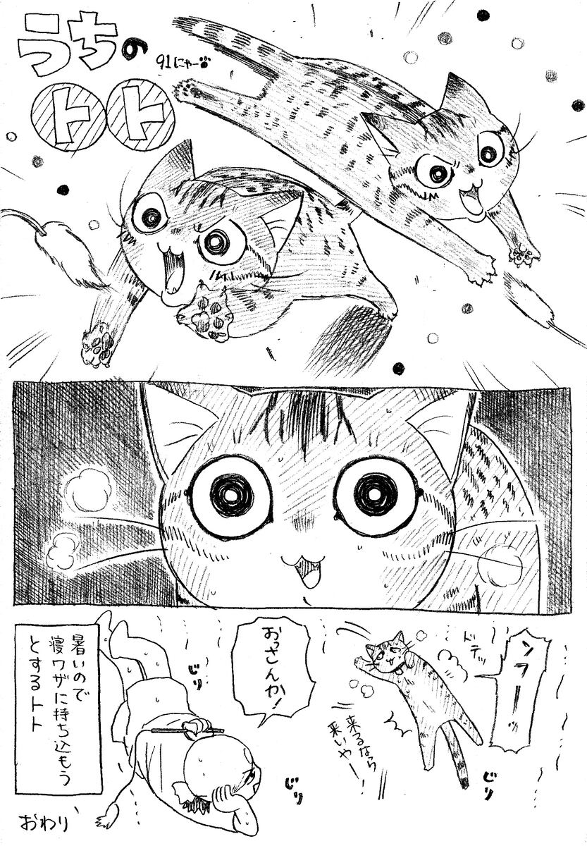 ねこまんが。第91話。更新遅れ中。。。あついですね。夏が来ましたね。台風も来てますね。 