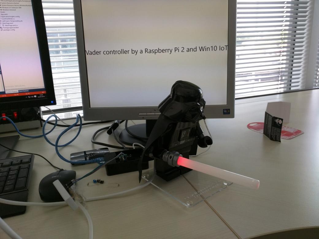 fredm27's tweet photo. Vader with Raspberry for brains at #hackitmsft. http://t.co/n9aD27VZNL