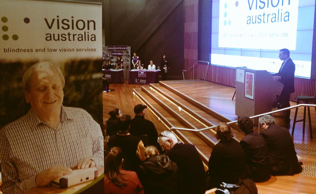 visionaustralia's tweet image. Keynote speaker Mark Wild, CEO of Public Transport Victoria, speaks at #employmentpathways exhibition