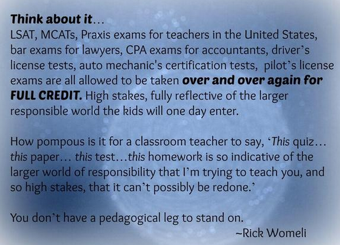 gless54's tweet photo. “@justintarte: If you don't believe in redos and retakes for full credit, then read this: @rickwormeli2 http://t.co/j72LfLtSMv” #bmsbc