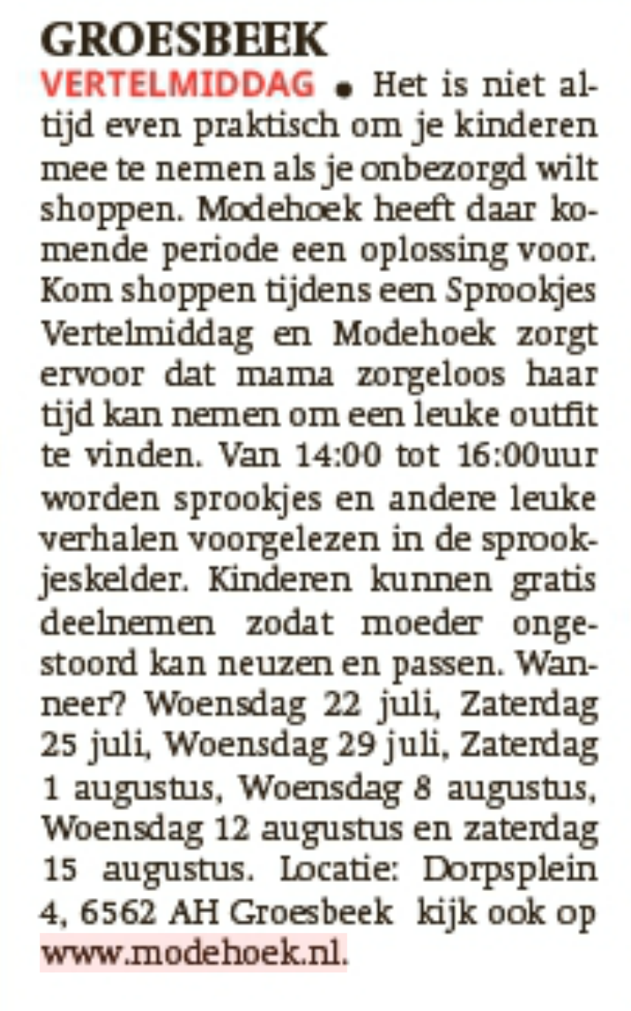 Modehoek's tweet photo. Deze zomer #Sprookjes #Vertelmiddag @Modehoek vanaf 14 tot 16 uur. http://t.co/5lyAEXyfQZ http://t.co/oTLQ41jtpx