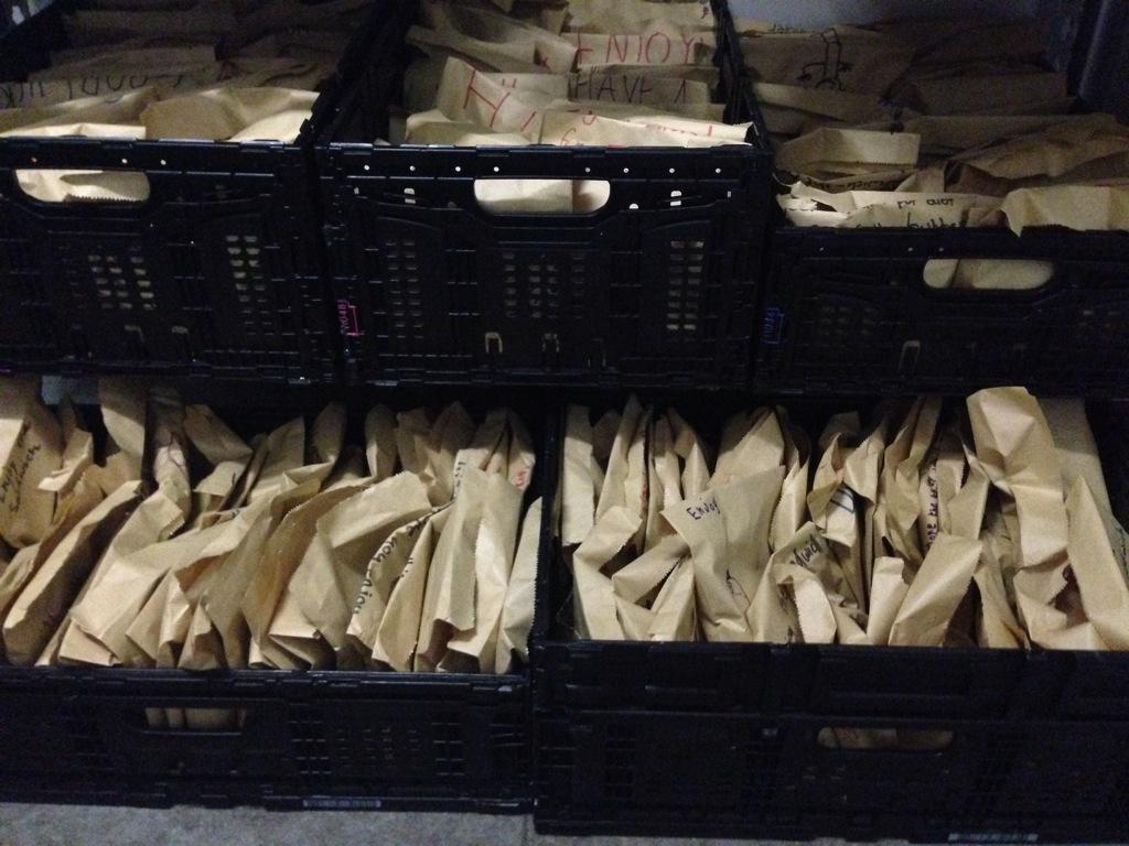 Lots more sandwiches made. We can't wait to deliver them tomorrow.