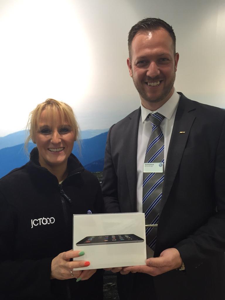 Congrats to Andrea @jct600 VW Bradford on winning an ipad for excellent customer satisfaction result #bestplacetowork