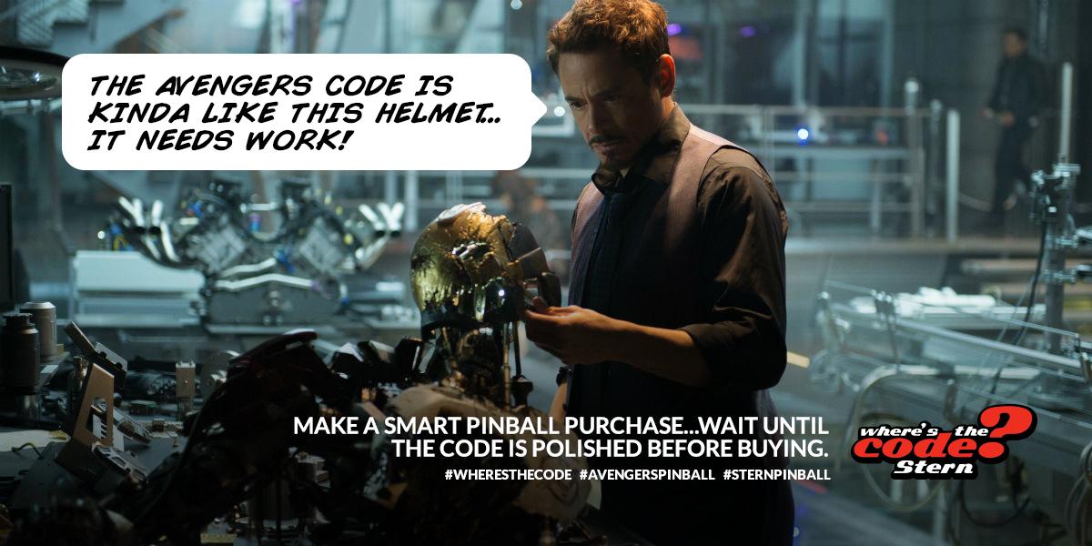 whereisthecode's tweet image. Tony has a way to describe things so that they are clear and concise! #wheresthecode #avengerspinball #sternpinball