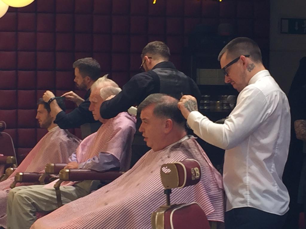 Lunya's tweet image. Peter and his dad @BarberBarberuk before, during and after! 😀